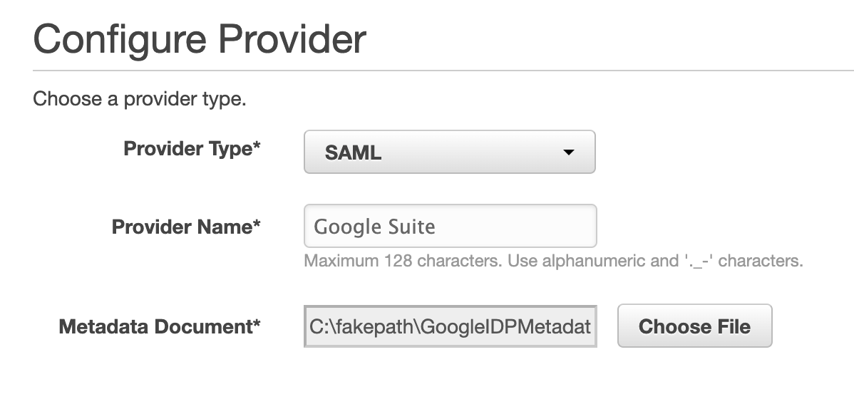 configure saml provider